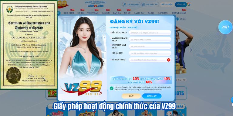 VZ99 117 Giấy phép hoạt động chính thức của VZ99