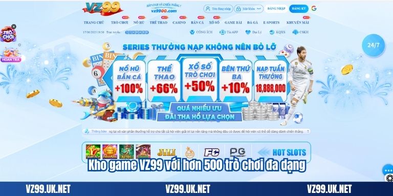 VZ99 119 Kho game VZ99 với hơn 500 trò chơi đa dạng